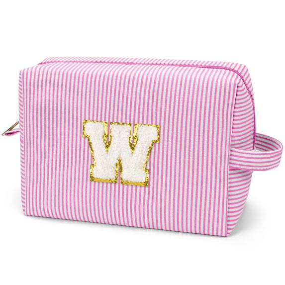 Gynky Makeup Bag Toiletry Bag Organizer Personalized Initial Make up Cosmetic Bags Travel Essentials for Birthday Christmas Girl Women Girlfriend Teacher Valentines Day Gifts