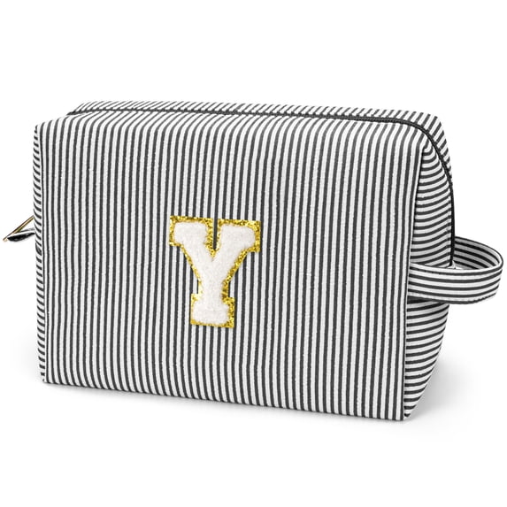 Gynky Makeup Bag Toiletry Bag Organizer Personalized Initial Make up Cosmetic Bags Travel Essentials for Birthday Christmas Girl Women Girlfriend Teacher Valentines Day Gifts