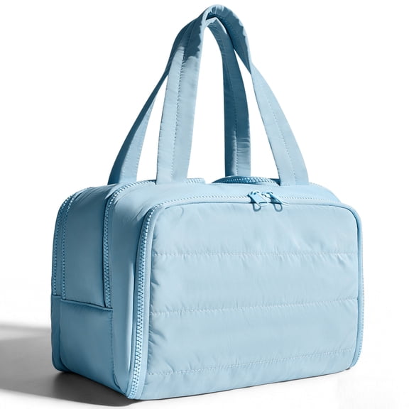 Gynky Makeup Bags Puffy Travel Toiletry Bag for Women, Lightweight Large Wide-Open Travel Bag Cosmetic Organizer Bag with Handle Water-Resistant Travel Essentials for Toiletries Accessories, Blue