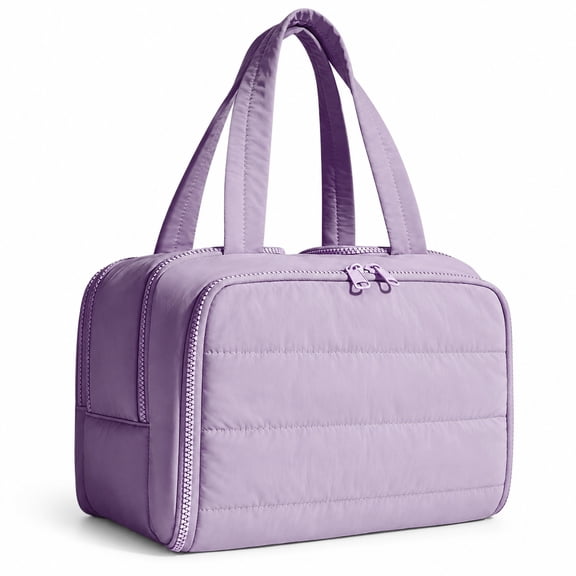 Gynky Makeup Bags Puffy Travel Toiletry Bag for Women, Lightweight Large Wide-Open Travel Bag Cosmetic Organizer Bag with Handle Water-Resistant Travel Essentials for Toiletries Accessories, Purple