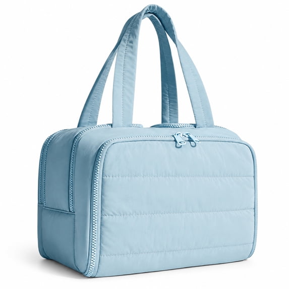 Gynky Makeup Bags Puffy Travel Toiletry Bag for Women, Lightweight Large Wide-Open Travel Bag Cosmetic Organizer Bag with Handle Water-Resistant Travel Essentials for Toiletries Accessories, Blue