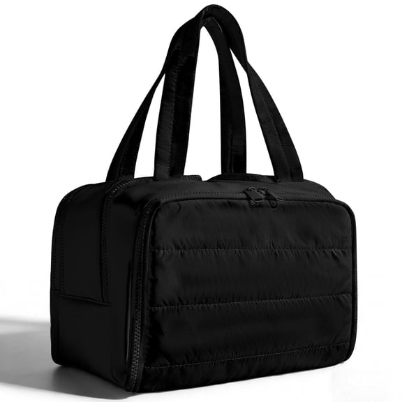 Gynky Makeup Bags Puffy Travel Toiletry Bag for Women, Lightweight Large Wide-Open Travel Bag Cosmetic Organizer Bag with Handle Water-Resistant Travel Essentials for Toiletries Accessories, Black