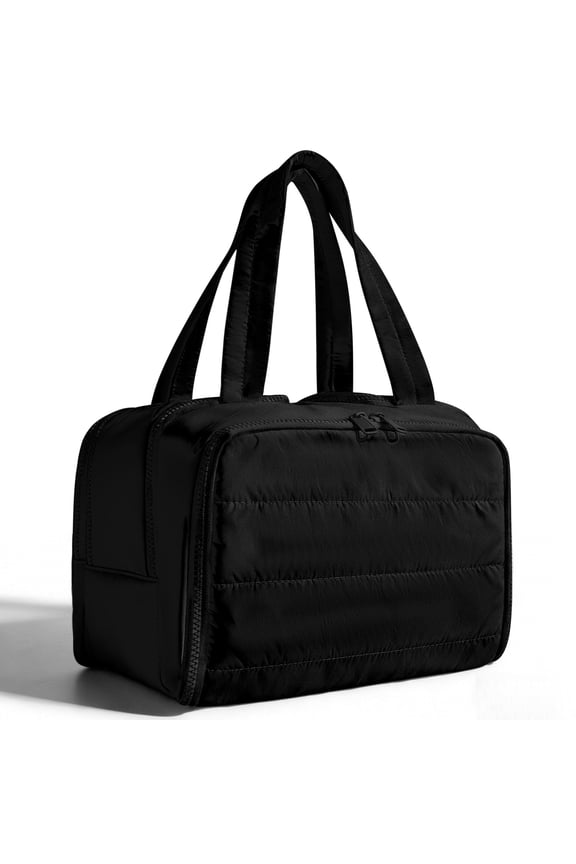 Makeup Bags Puffy Travel Toiletry Bag for Women, Lightweight Large Wide-Open Travel Bag Cosmetic Organizer Bag with Handle Water-Resistant Travel Essentials for Toiletries Accessories, Black