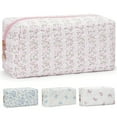 thumbnail image 1 of Gynky Quilted Makeup Pouch Cute Cotton Toiletries Bag Travel Zipper Flowers Makeup Bag Portable Storage Cosmetic Travel Cloth Bag, 1 of 7