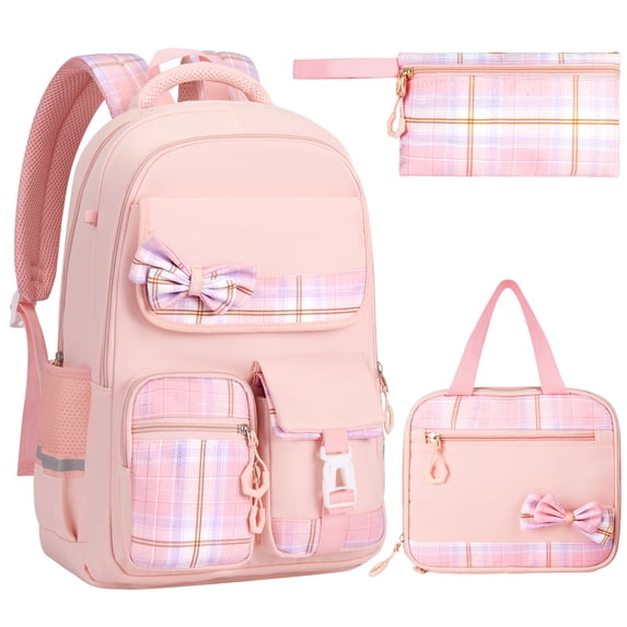 Gynky School Backpack Set School Bookbag for Middle School Students Book Bag for Elementary Primary Kawaii Backpack, Pink