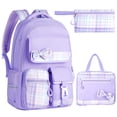thumbnail image 1 of Gynky School Backpack Set School Bookbag for Middle School Students Book Bag for Elementary Primary Kawaii Backpack, Purple, 1 of 10