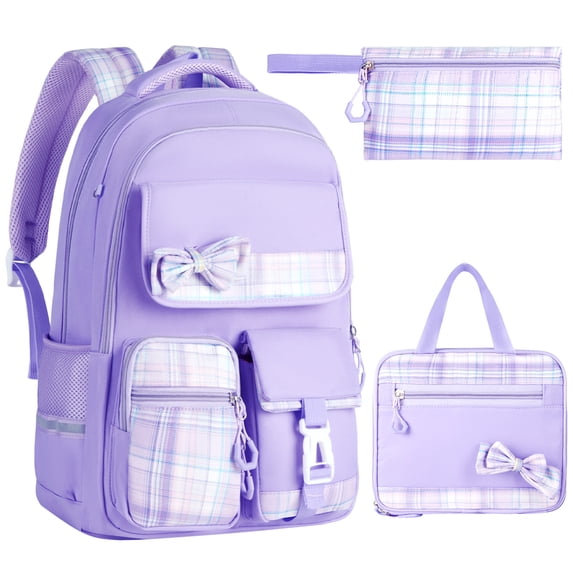 Gynky School Backpack Set School Bookbag for Middle School Students Book Bag for Elementary Primary Kawaii Backpack, Purple