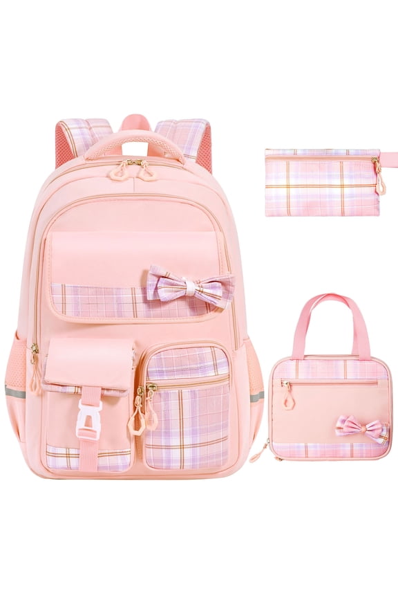 School Backpack Set School Bookbag for Middle School Students Book Bag for Elementary Primary Kawaii Backpack, Pink
