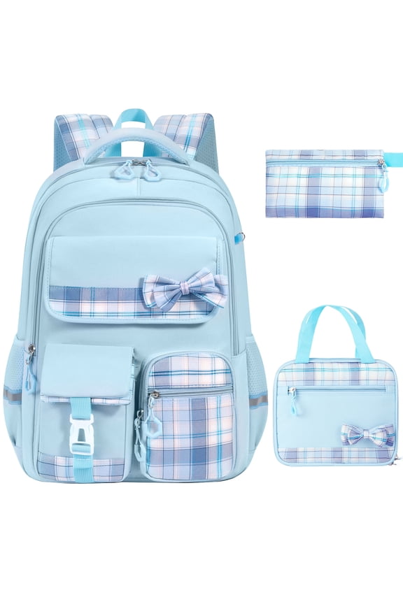 School Backpack Set School Bookbag for Middle School Students Book Bag for Elementary Primary Kawaii Backpack, Blue