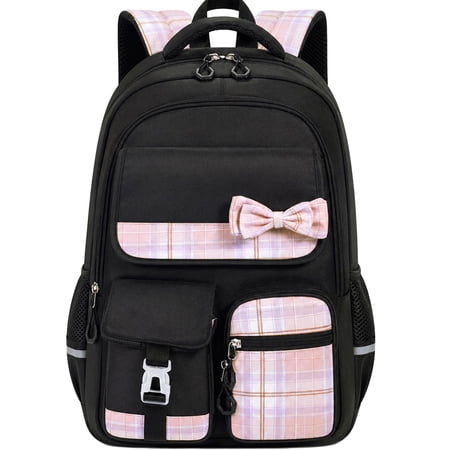 Gynky School Backpack School Bookbag for Middle School Students Book Bag for Elementary Primary Kawaii Backpack, Black