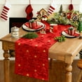 thumbnail image 1 of Gynky Table Runner Christmas Decorations Soft Plush Faux Fur Jacquard Christmas Trees Seasonal Winter Holiday Kitchen Dining Table Decoration For Indoor Outdoor Home Party Decor 13 x 72 Inch, Red, 1 of 8