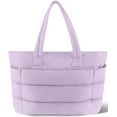 thumbnail image 1 of Gynky Tote Bag for Women, Lightweight Puffy Tote Handbag, Quilted Satchel Crossbody Bag for Women Work Travel, Purple, 1 of 7