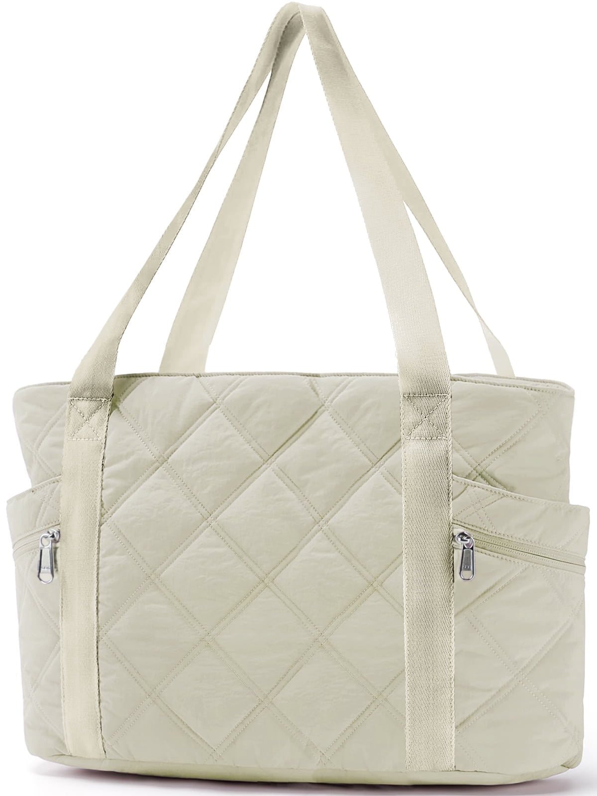 Gynky Tote Bag for Women Travel Bags Quilted Carry On Shoulder Bag for Travel Gym Weekend, Beige
