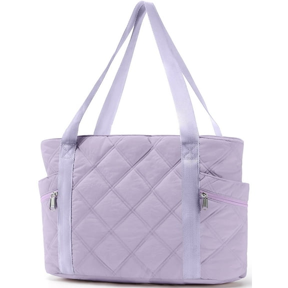 Gynky Tote Bag for Women Travel Bags Quilted Carry On Shoulder Bag for Travel Gym Weekend, Light Purple