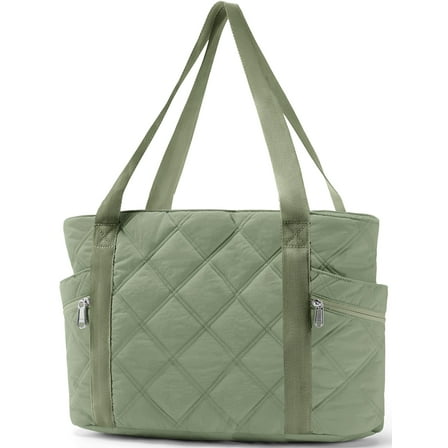 Gynky Tote Bag for Women Travel Bags Quilted Carry On Shoulder Bag for Travel Gym Weekend, Green