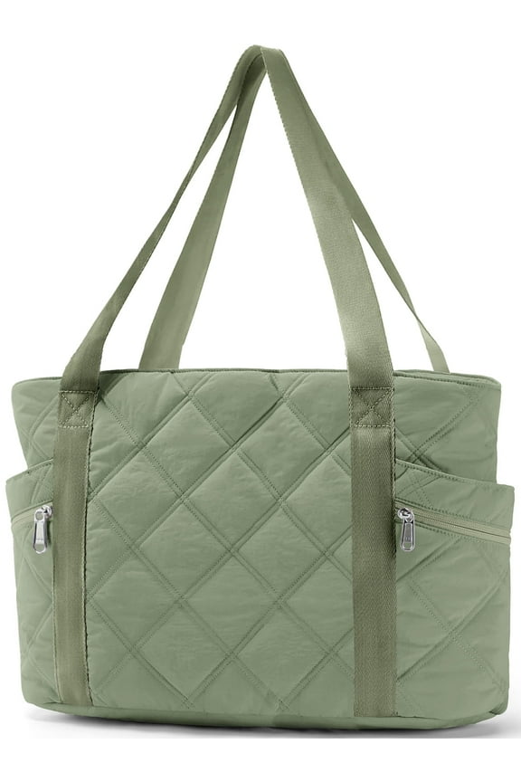 Tote Bag for Women Travel Bags Quilted Carry On Shoulder Bag for Travel Gym Weekend, Green