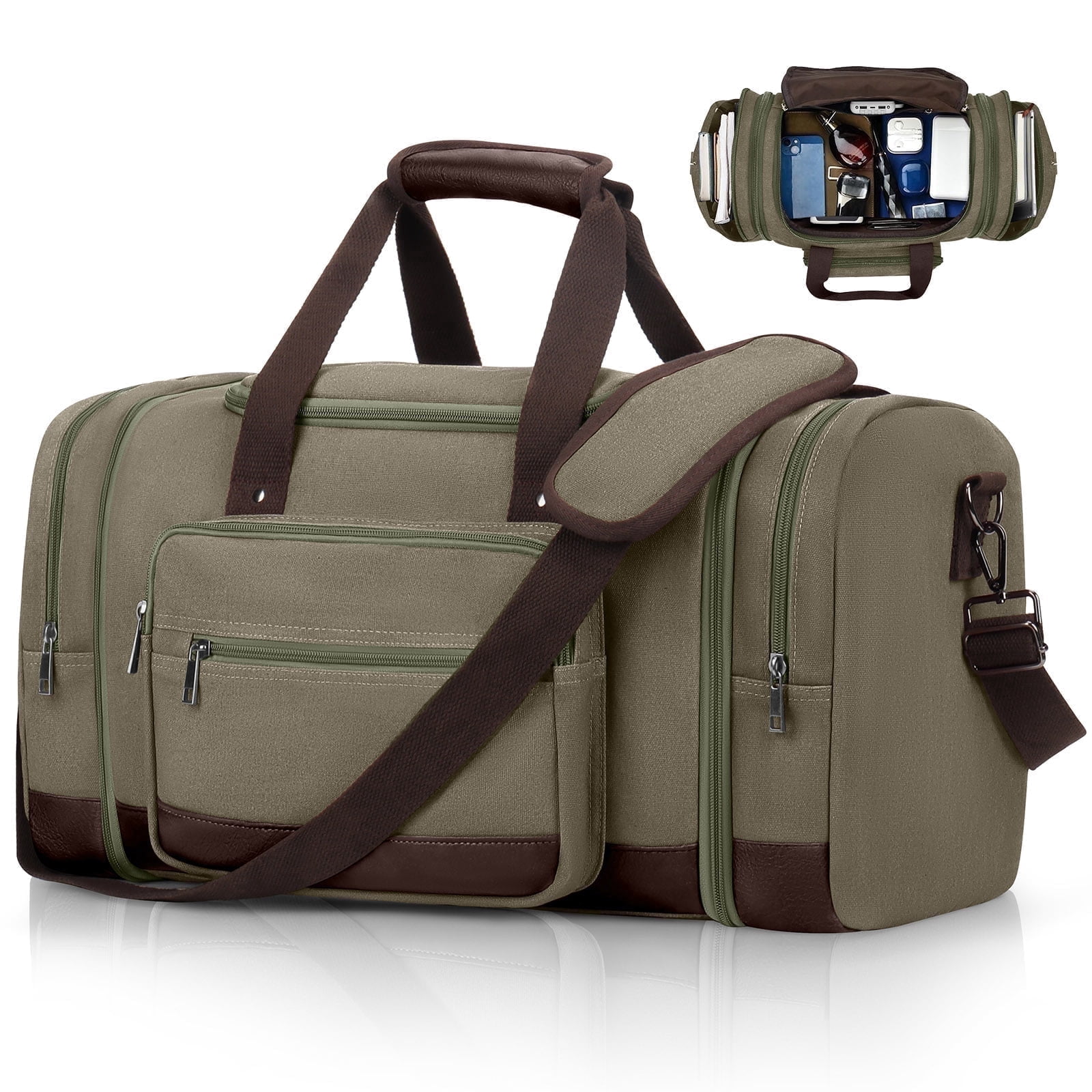 Gynky Duffle Bag for Travel Bag 46L Large Expendable Duffle Bags for Men Weekender Bag with Trolly Sleeve for Business Trip Travel Camp Gym, Olive Drab