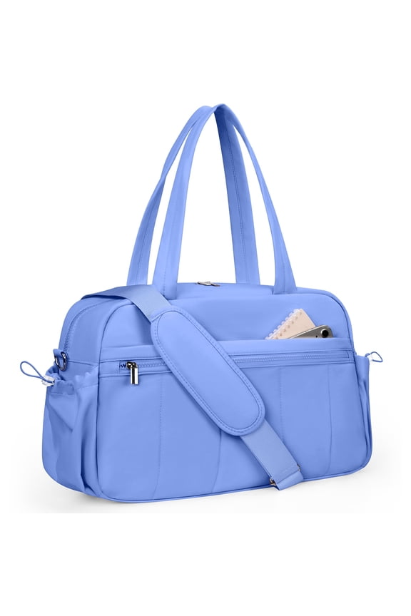 Gym Bag Travel Duffle Bag for Women, Carry on Overnight Bag with Wet Pocket, Lightweight Water Resistant Weekender Duffel Bag, Hospital Bags for Labor Delivery, Blue