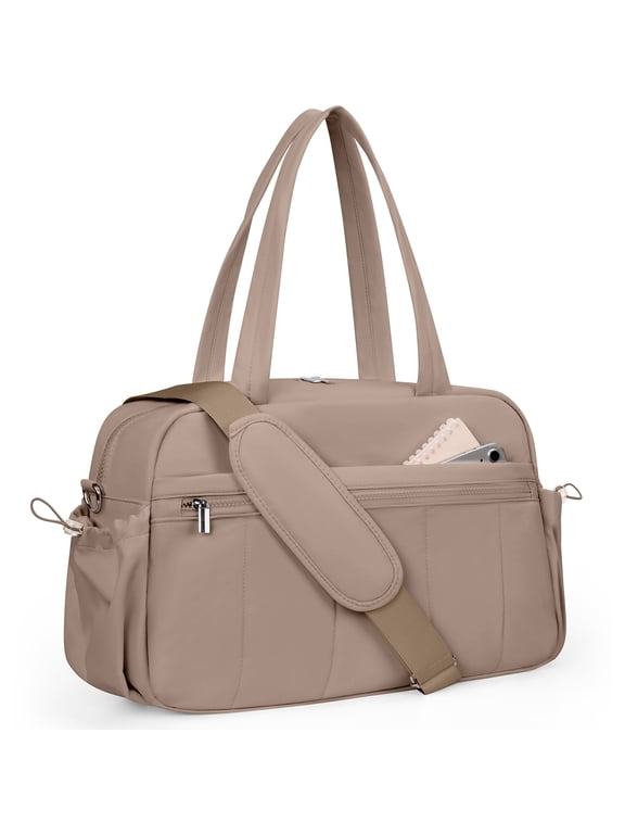 Gym Bag Travel Duffle Bag for Women, Carry on Overnight Bag with Wet Pocket, Lightweight Water Resistant Weekender Duffel Bag, Hospital Bags for Labor Delivery, Camel