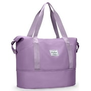 GYNKY Travel Duffel Bag for Women Men Waterproof Carry On Expandable Duffle Tote Shoulder Weekender Overnight Bags w/ 3 Front Pocket/Wet Dry Pocket/Trolley Sleeve, Sport Dance Gym Bag Luggage, Purple