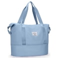 thumbnail image 1 of Gynky Travel Duffel Bag for Women Men Waterproof Carry On Expandable Duffle Tote Shoulder Weekender Overnight Bags w/ 3 Front Pocket/Wet Dry Pocket/Trolley Sleeve, Sport Dance Gym Luggage, Sky Blue, 1 of 10