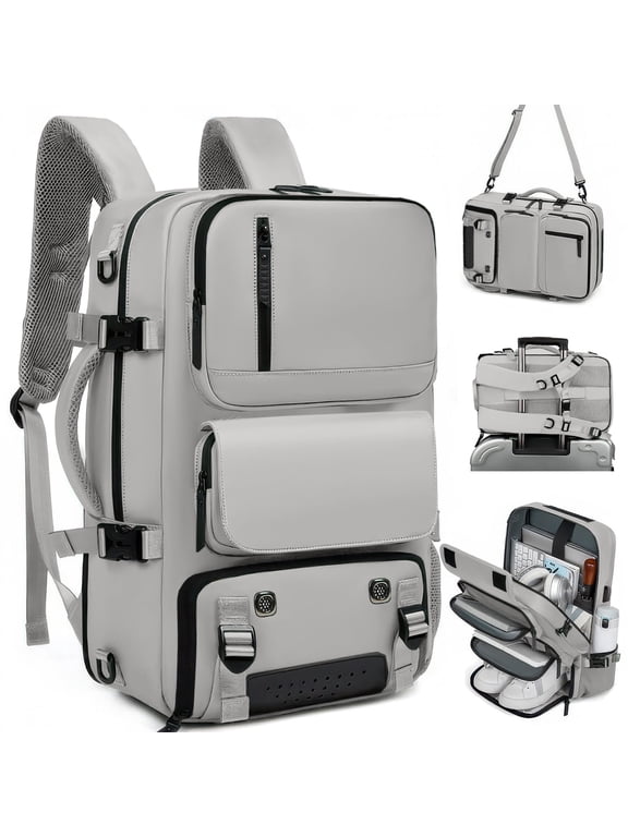 Large Travel Backpack for Women Duffle Bag With Shoes & Laptop Compartment Men Laptop Bag Airline Approved Carry On Backpacks Waterproof Gym Bags Hiking Casual Daypack, Gray