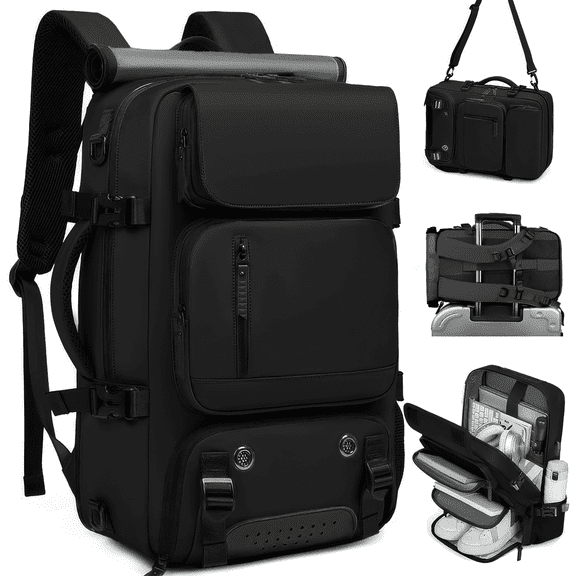 Gynky Large Travel Backpack for Women Duffle Bag With Shoes & Laptop Compartment Men Laptop Bag Airline Approved Carry On Backpacks Waterproof Gym Bags Hiking Casual Daypack, Black