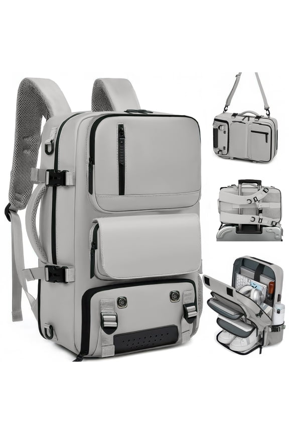Large Travel Backpack for Women Duffle Bag With Shoes & Laptop Compartment Men Laptop Bag Airline Approved Carry On Backpacks Waterproof Gym Bags Hiking Casual Daypack, Gray