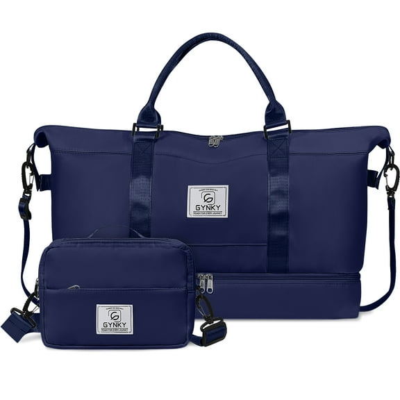 Gynky Travel Duffle Bag Set 2 Pack Weekender Bags for Women with Shoe Compartment Carry On Overnight Gym Duffel Bags with Wet Pocket Hospital Bags for Labor and Delivery