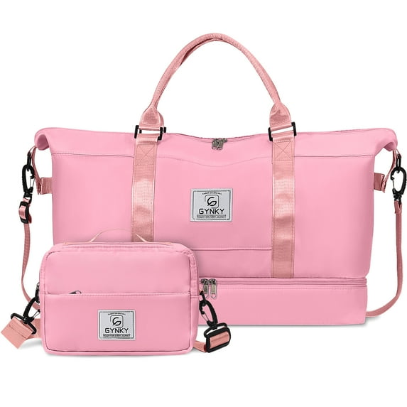 Gynky Travel Duffle Bag Set 2 Pack Weekender Bags for Women with Shoe Compartment Carry On Overnight Gym Duffel Bags with Wet Pocket Hospital Bags for Labor and Delivery