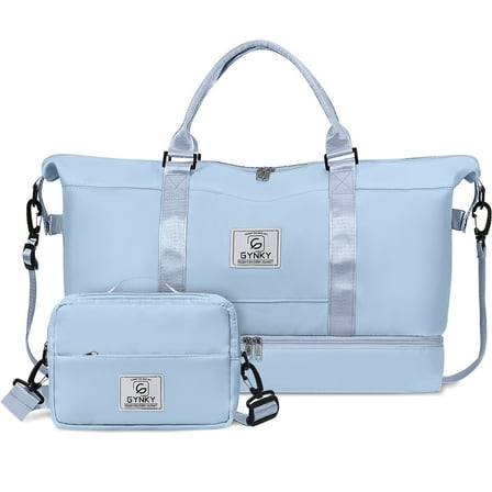 Gynky Travel Duffle Bag Set 2 Pack Weekender Bags for Women with Shoe Compartment Carry On Overnight Gym Duffel Bags with Wet Pocket Hospital Bags for Labor and Delivery