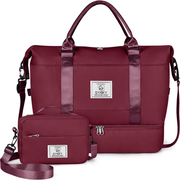 Gynky Travel Duffle Bag Set 2 Pack Weekender Bags for Women with Shoe Compartment Carry On Overnight Gym Duffel Bags with Wet Pocket Hospital Bags for Labor and Delivery