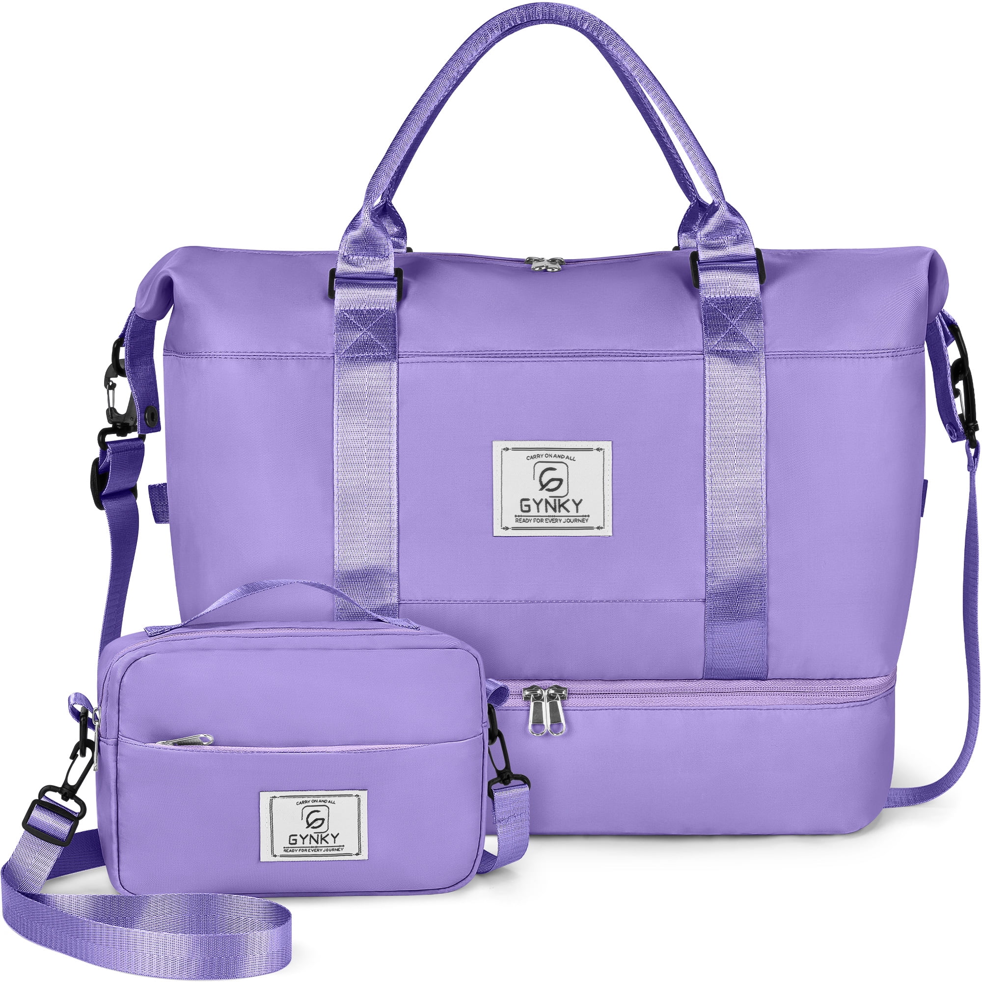 GYNKY Travel Duffle Bag Set, 2 Pack, Purple, with Shoe Compartment and ...