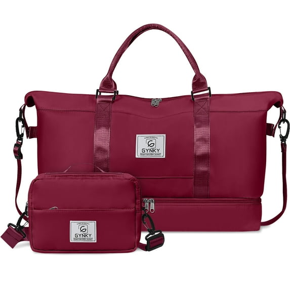 Gynky Travel Duffle Bag Set 2 Pack Weekender Bags for Women with Shoe Compartment Carry On Overnight Gym Duffel Bags with Wet Pocket Hospital Bags for Labor and Delivery
