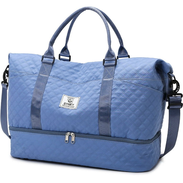 GYNKY Nylon Duffle Bag, Large Weekender Bag with Shoe Compartment
