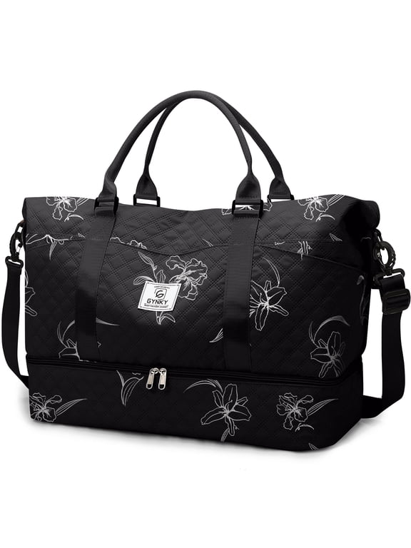 Travel Duffle Bag for Women Floral Weekender Bags with Shoe Compartment Carry on Overnight Bag Gym Tote Duffel Bag with Wet Pocket Hospital Bags for Travel Essentials