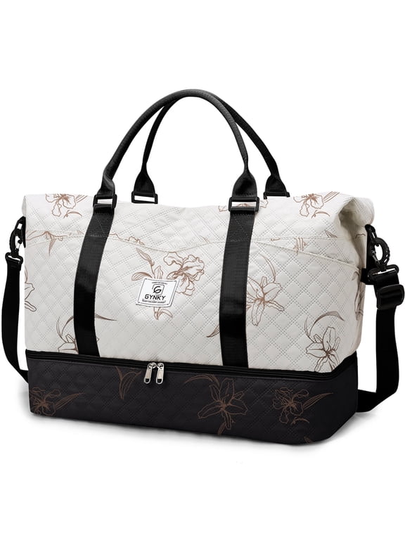 Travel Duffle Bag for Women Floral Weekender Bags with Shoe Compartment Carry on Overnight Bag Gym Tote Duffel Bag with Wet Pocket Hospital Bags for Travel Essentials