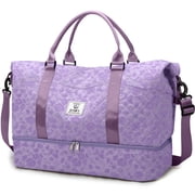 Travel Duffle Bag for Women Floral Weekender Bags with Shoe Compartment Carry on Overnight Bag Gym Tote Duffel Bag with Wet Pocket Hospital Bags for Travel Essentials