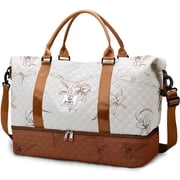 Gynky Travel Duffle Bag for Women Floral Weekender Bags with Shoe Compartment Carry on Overnight Bag Gym Tote Duffel Bag with Wet Pocket Hospital Bags for Trave