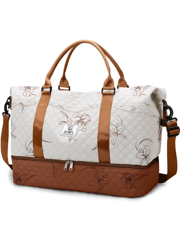 Travel Duffle Bag for Women Floral Weekender Bags with Shoe Compartment Carry on Overnight Bag Gym Tote Duffel Bag with Wet Pocket Hospital Bags for Travel Essentials