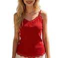 thumbnail image 1 of Gynyvoja Lace Camisole Top One Lined Tank Top Spaghetti Strap Club Party Shirt Red L, 1 of 9