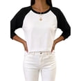 thumbnail image 1 of Gynyvoja Long Sleeve Shirts for Women Color Block Raglan Tops Casual Crewneck Basic Tees Fall Fashion Black XL, 1 of 6