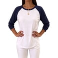 thumbnail image 1 of Gynyvoja Long Sleeve Shirts for Women Color Block Raglan Tops Casual Crewneck Basic Tees Fall Fashion Navy Blue XL, 1 of 6