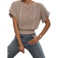 thumbnail image 1 of Gynyvoja Women'S Ruffled Short Sleeve Round Neck Knitted Top Pullovers Sweater Khaki XL, 1 of 8