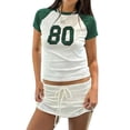 thumbnail image 1 of Gynyvoja Women Short Sleeve Jersey Crop Tops Y2k Graphic Tees Summer Teen Girls Crewneck Slim Fit T-Shirts Green L, 1 of 8