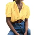 thumbnail image 1 of Gynyvoja Womens Summer Tops Cute Boho Blouses Beach Vacation Spring Outfits Eyelet Embroidered Clothes Yellow M, 1 of 7