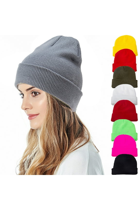 Pure color light plate multi-color acrylic wool cap children Europe and America autumn and winter male knitting cap lovers simple pullover cap