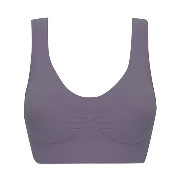 Gyouwnll Double Women Plus Size Strapless Bra Bandeau Tube Removable Padded Top Stretchy Purple 5XL