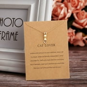 Gyouwnll Fashion Jewelry Cute Cat Lover Necklace Pendant For Women Gift For Women Gold Silver Cat Pendant Short Chain Necklace
