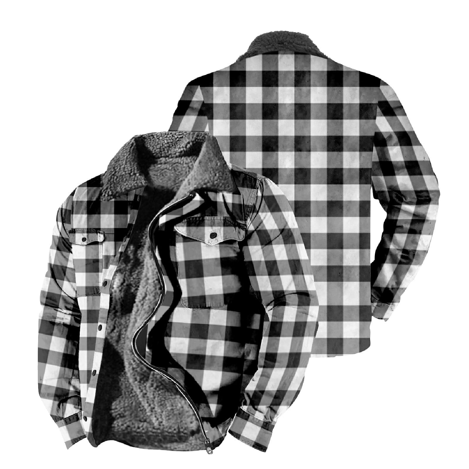 Gyouwnll Men's Warm Lined Wool Plaid Shirt Jacket - Classic Style for ...